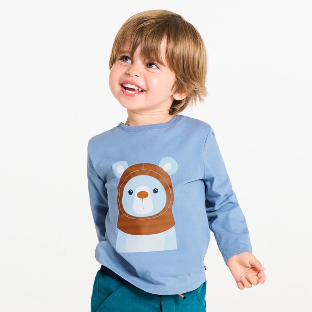 OBAIBI Blue long-sleeve animal T-shirt